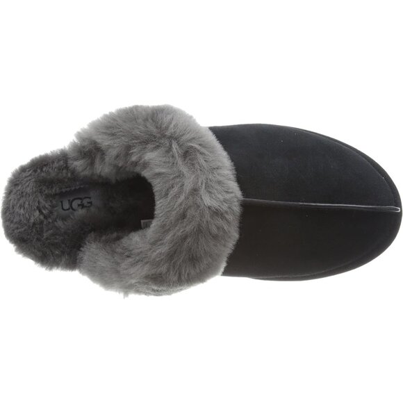 🆕Women's Black/Grey Imported Sheepskin Dyed Sheep Fur Suede upper Slipper - Picture 7 of 10